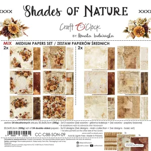 papier scrapbook Craft o'clock - shades of nature - zestaw bazowy mix 20x20 cm