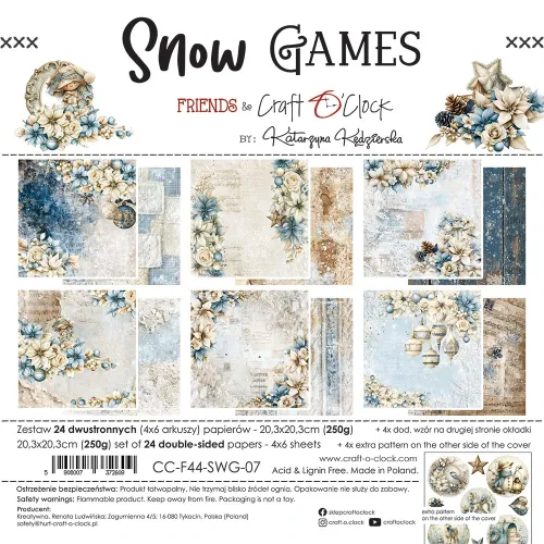 papier scrapbook Craft o'clock - snow games [zestaw 8" x 8"]