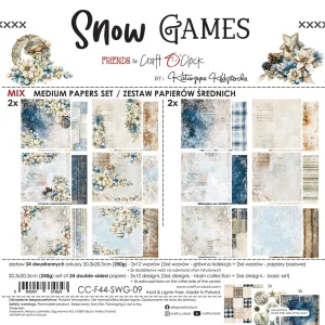 papier scrapbook Craft o'clock - snow games - zestaw bazowy mix 20x20 cm