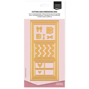 wykrojnik - Vaessen Creative - slimline cutting and embossing dies set suprise card - 13szt [3625-0404]