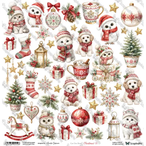 arkusz z elementami do wycinania ScrapAndMe - christmas 31