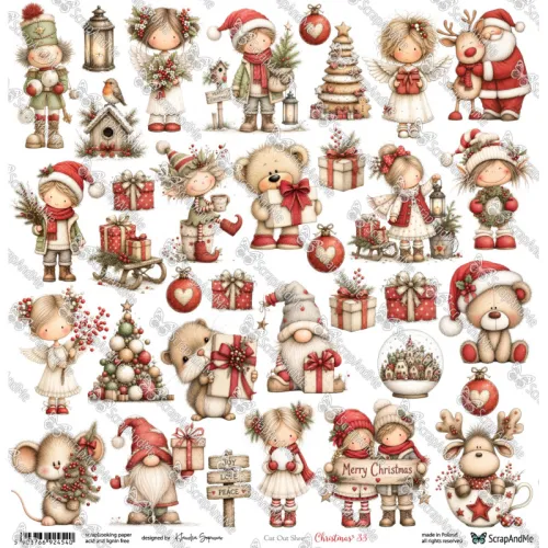 arkusz z elementami do wycinania ScrapAndMe - christmas 33