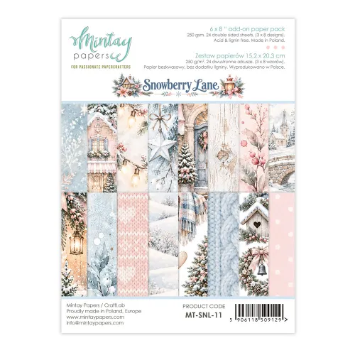 papier scrapbook Mintay Papers - snowberry lane (zestaw papierów uzupełniających) 15,2x20,3 cm [bloczek/pad]