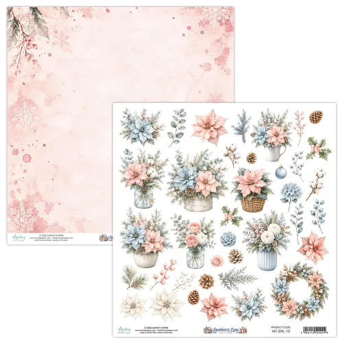papier scrapbook Mintay Papers - snowberry lane - arkusz z kwiatami