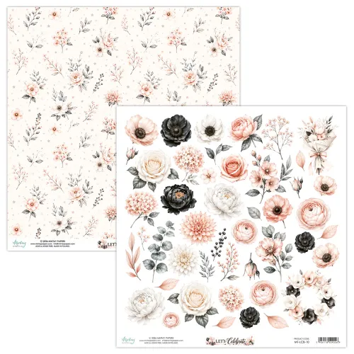papier scrapbook Mintay Papers - let's celebrate - arkusz z kwiatami