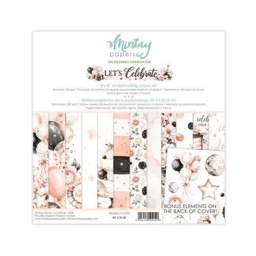 papier scrapbook Mintay Papers - let's celebrate [zestaw 8"x8"]