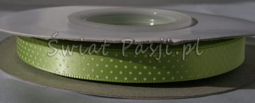 wstążka w kropeczki - zielona 10mm