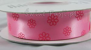 wstążka w kwiaty ażurowe - różowa (22mm)