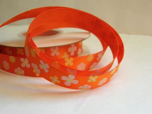 wstążka w kwiatki - pomarańczowa