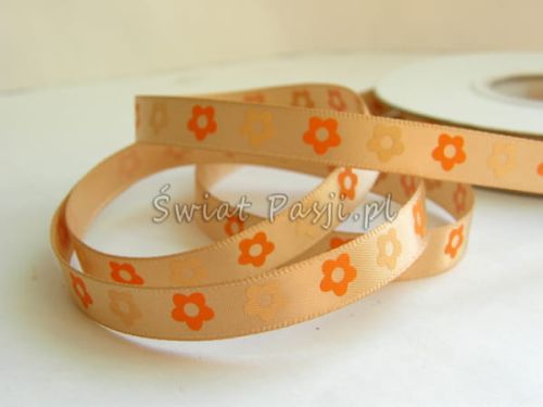 wstążka w kwiatuszki - beżowa