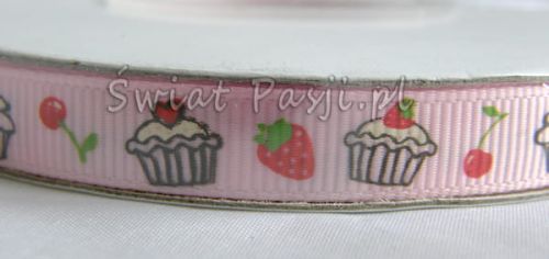 wstążka prążkowana w babeczki (jasno różowa) 10mm