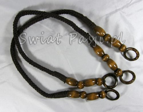 uchwyty sznurkowo-drewniane - podpalane brązowe 72 cm