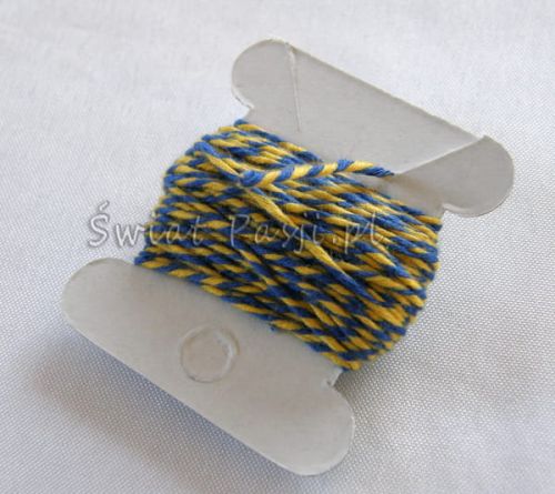sznurek bawełniany dwukolorowy - żółto-granatowy (5m)