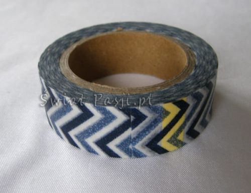 papierowa taśma dekoracyjna - w zygzaki (granatowe)