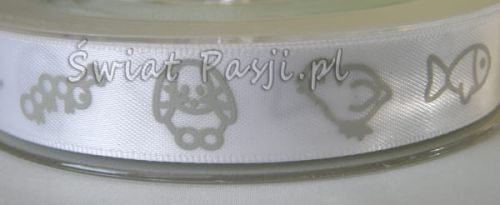 wstążka satynowa niemowlęca - biała