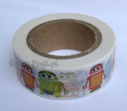 papierowa taśma dekoracyjna - w roboty (biała)