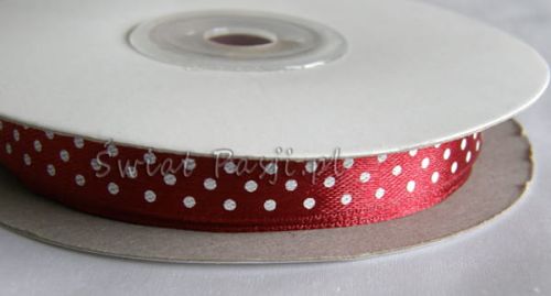 wstążka w groszki - bordowa 12mm