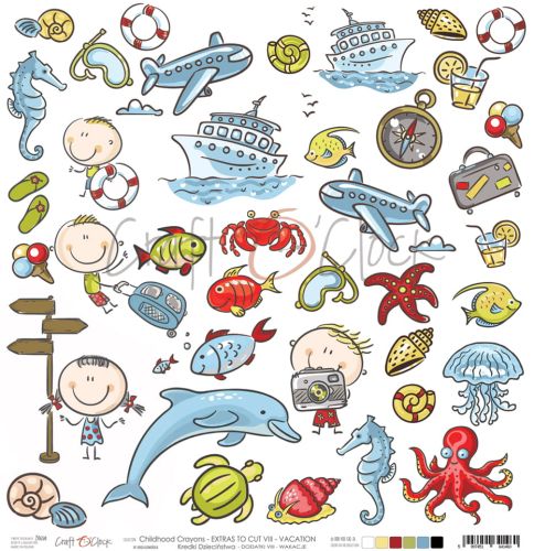 arkusz dodatków do wycięcia craft o'clock - childhood crayons - wakacje