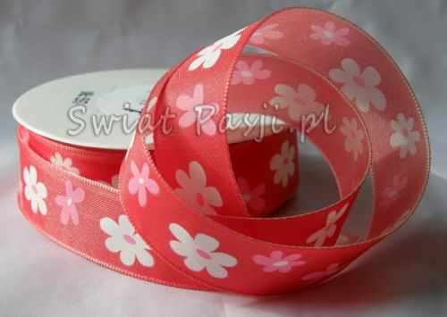 wstążka w kwiatki - czerwona