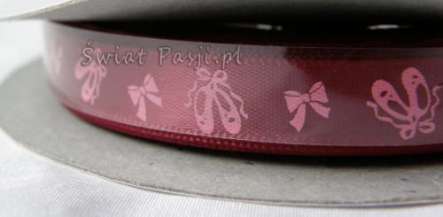wstążka w baletki - wiśniowa (10mm)