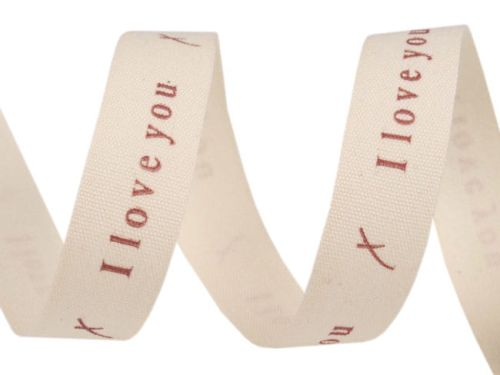 wstążka bawełniana 15 mm - I love You