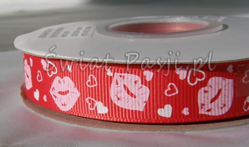 wstążka prążkowana usta - czerwona