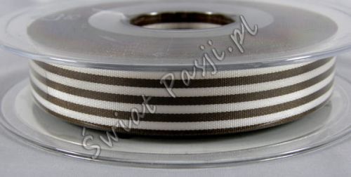 wstążka w paski - brązowa 16mm