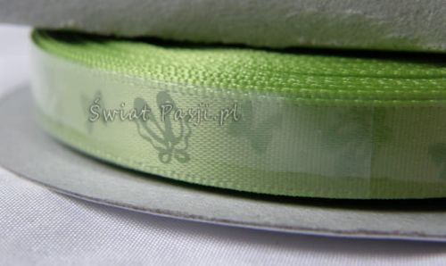 wstążka w baletki - zielona (10mm)