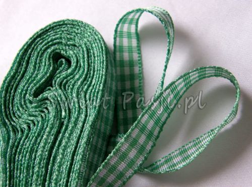 wstążka w kratkę 10mm - zielona