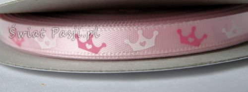 wstążka w korony - różowa (10mm)