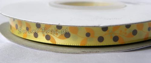 wstążka w gałązki - żółta (10mm)