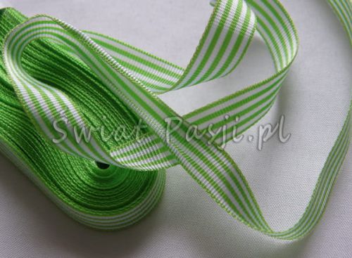 wstążka w paski - seledynowa 8mm
