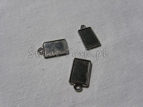 zawieszka - prostokątna ramka gładka (platynowa) 13x19 mm