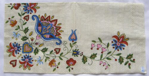 serwetka - haft kaszubski (beżowa) 25x25 cm