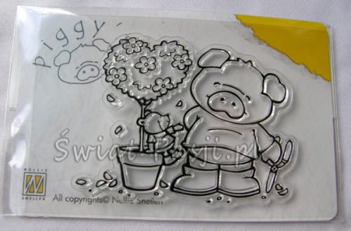 stempel silikonowy - świnka i drzewko miłości [PI004]