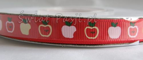 wstążka prążkowana w jabłuszka (czerwona) 10mm