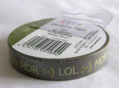 papierowa taśma dekoracyjna - w napisy LOL i MDR