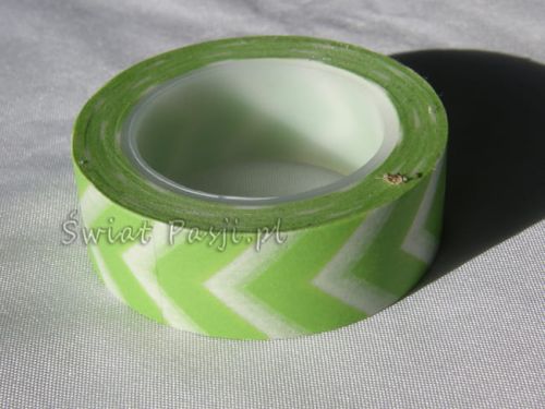 papierowa taśma dekoracyjna - w szewrony (jasno zielone)