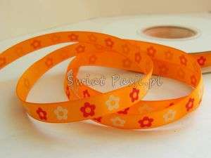 wstążka w kwiatuszki - pomarańczowa