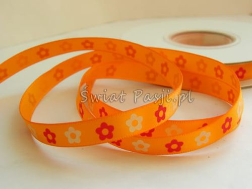 wstążka w kwiatuszki - pomarańczowa