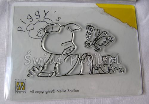 stempel silikonowy - świnka na łące [PI007]