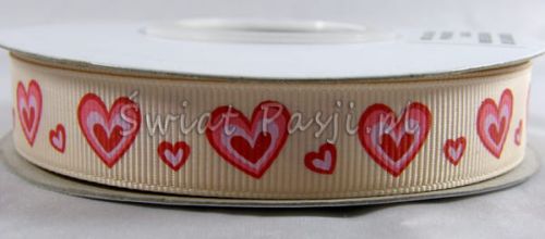 wstążka prążkowana w serca 18mm - jasno pomarańczowa