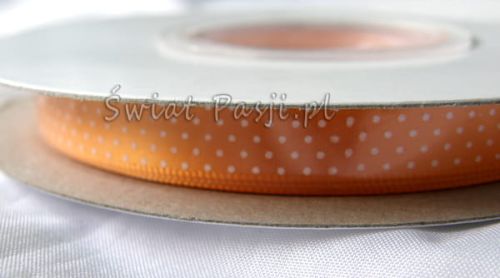 wstążka w kropeczki - pomarańczowa 10mm