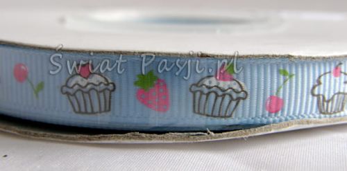 wstążka prążkowana w babeczki (błękitna) 10mm