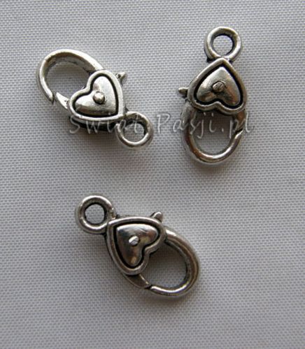 zapięcie karabińczyk - serduszko (platynowy)