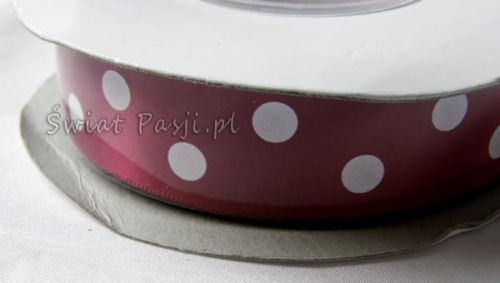 wstążka w grochy - bordowa (22mm)
