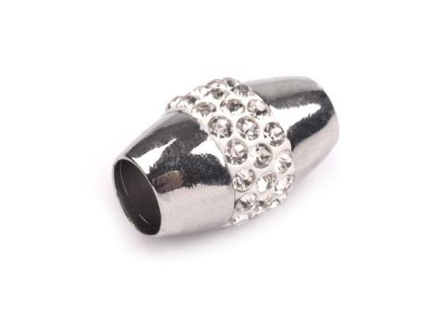 zapięcie magnetyczne z kryształkami (srebrne) 5 mm